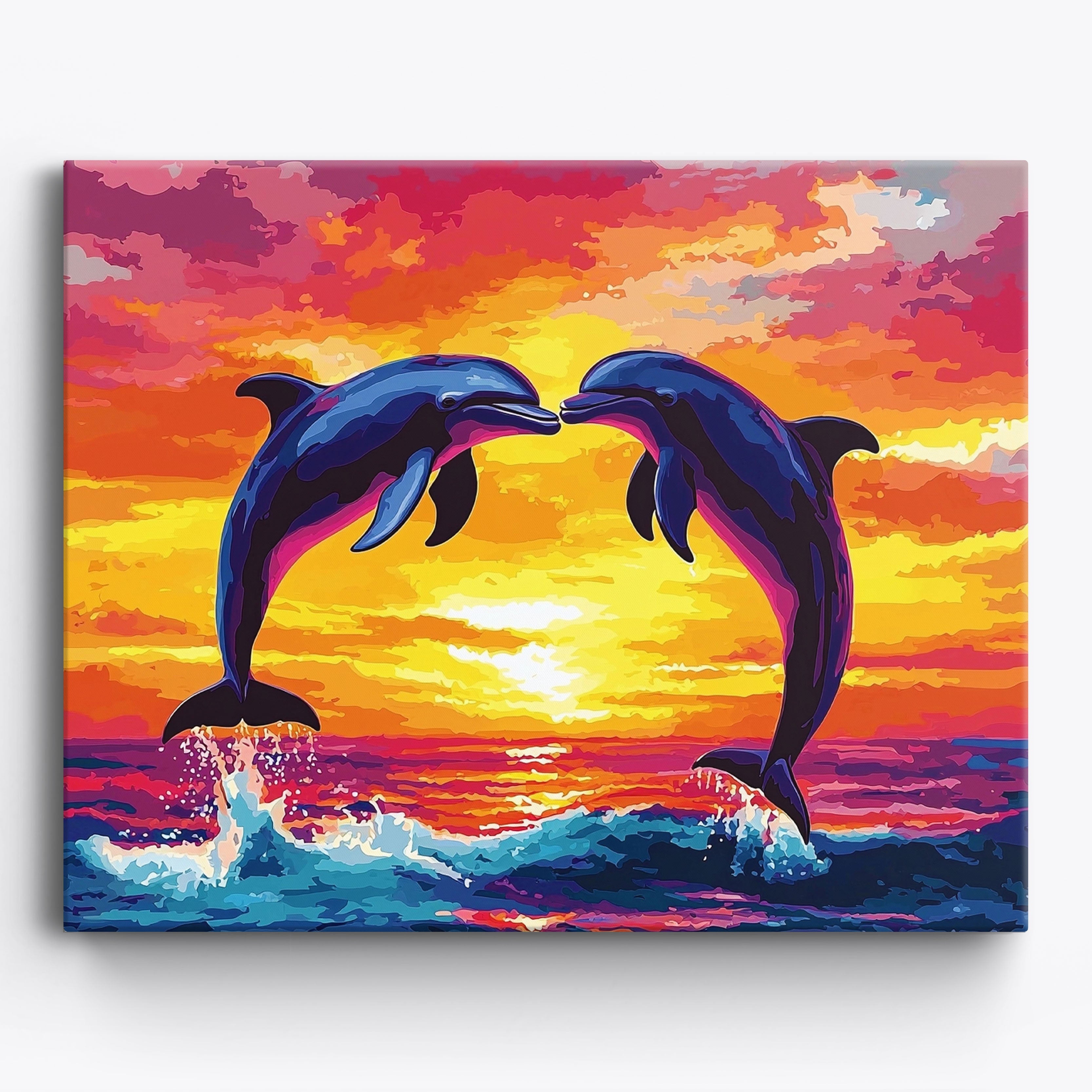 Dolphin Sunset Kiss No Frame / Regular (15.75"x19.7"/40x50cm)