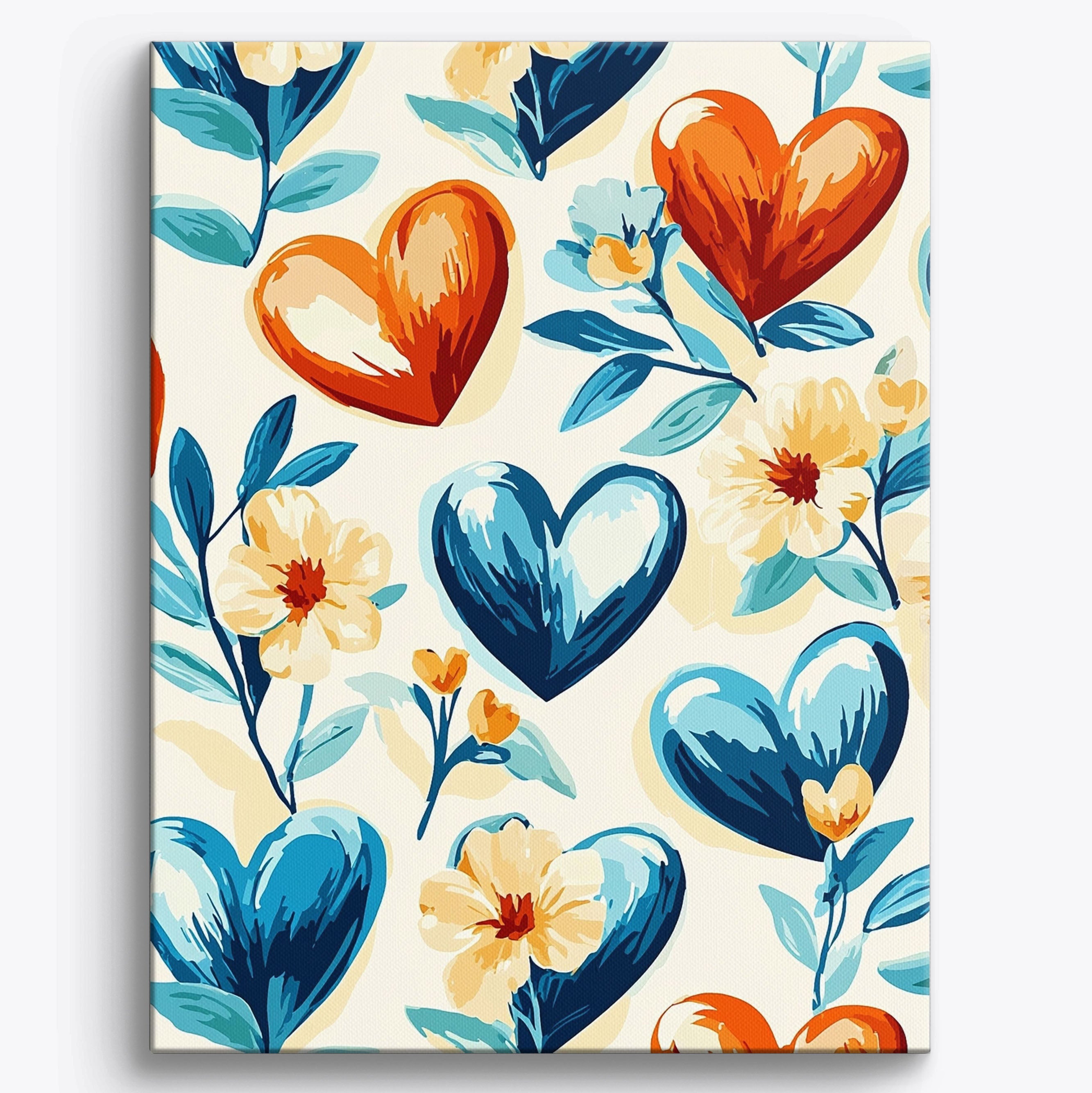 Floral Hearts No Frame / Regular (19.7"x15.75"/50x40cm)