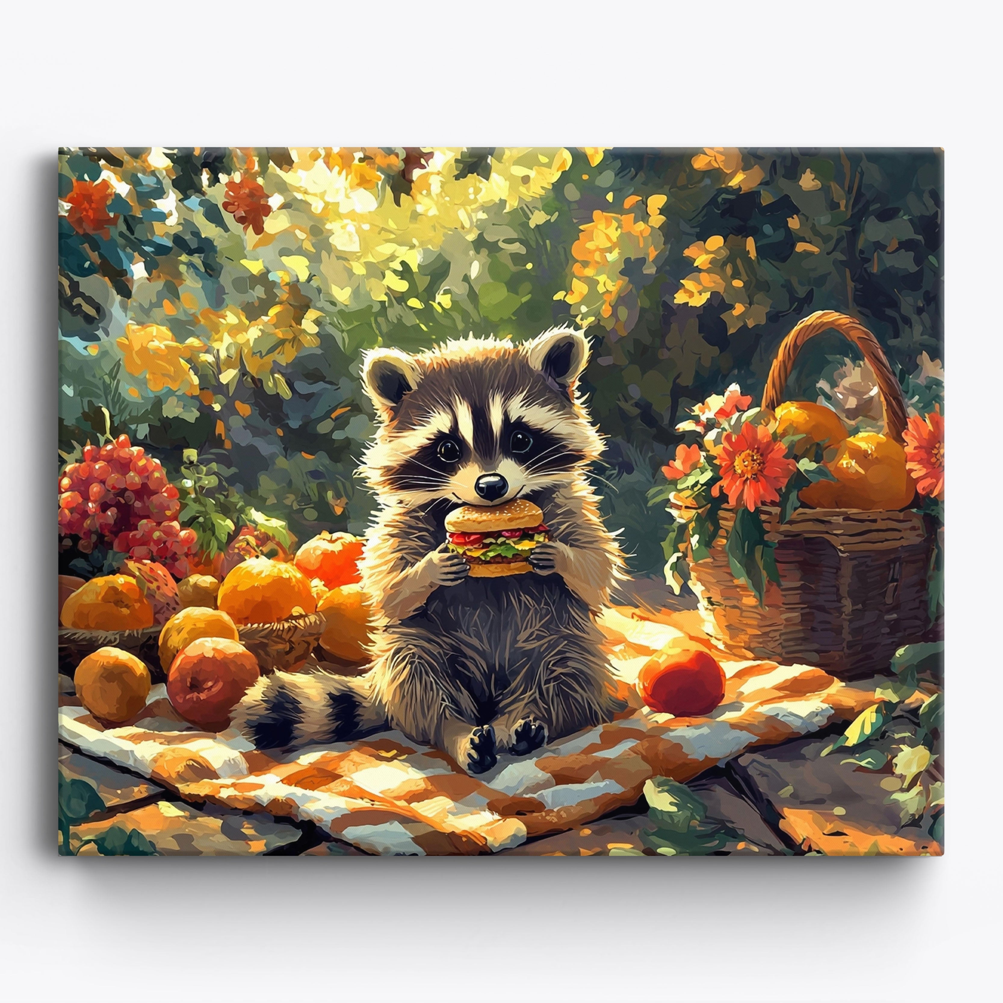 Raccoon Feast No Frame / 50x40cm
