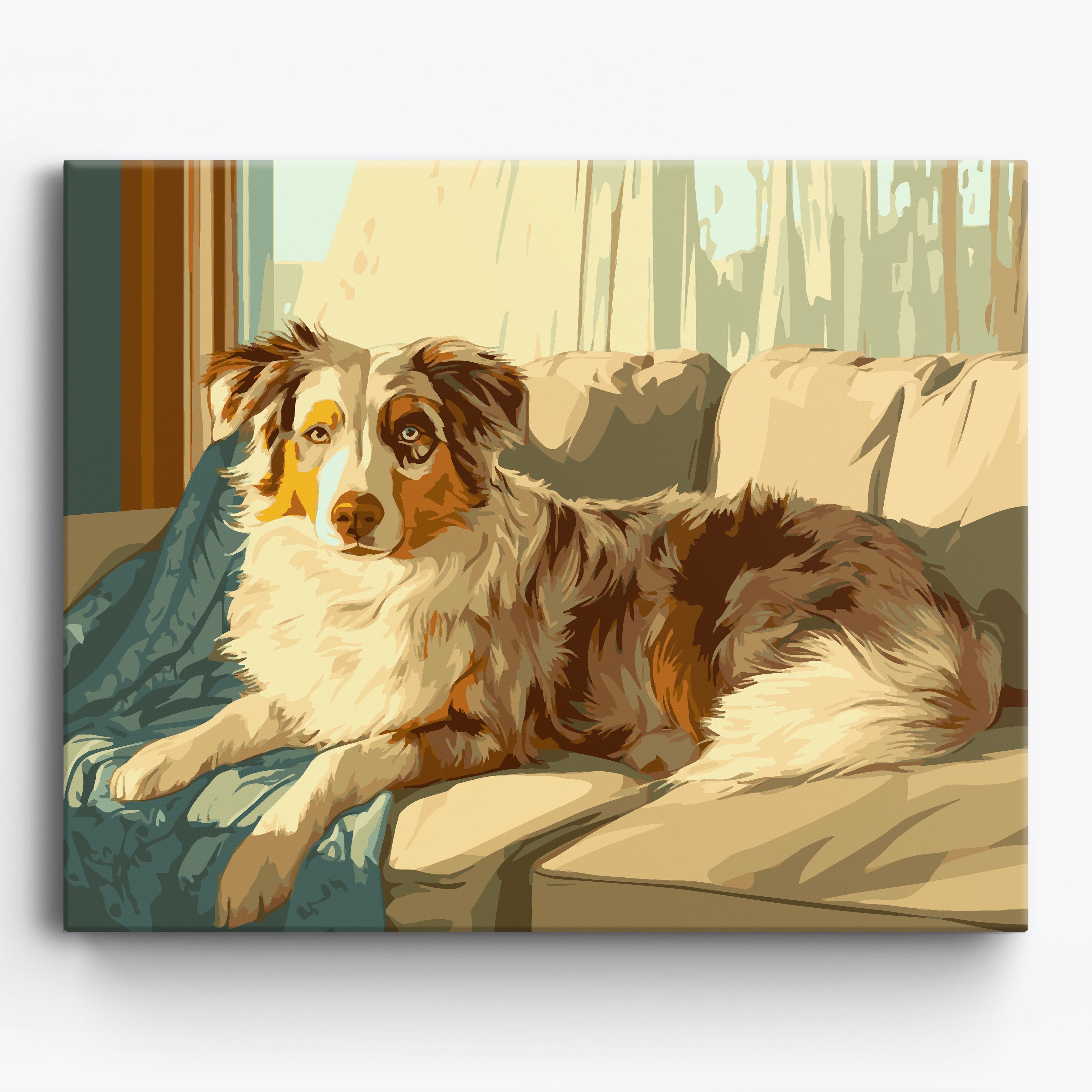 Australian Shepherd Shadows Framed / 50x40cm
