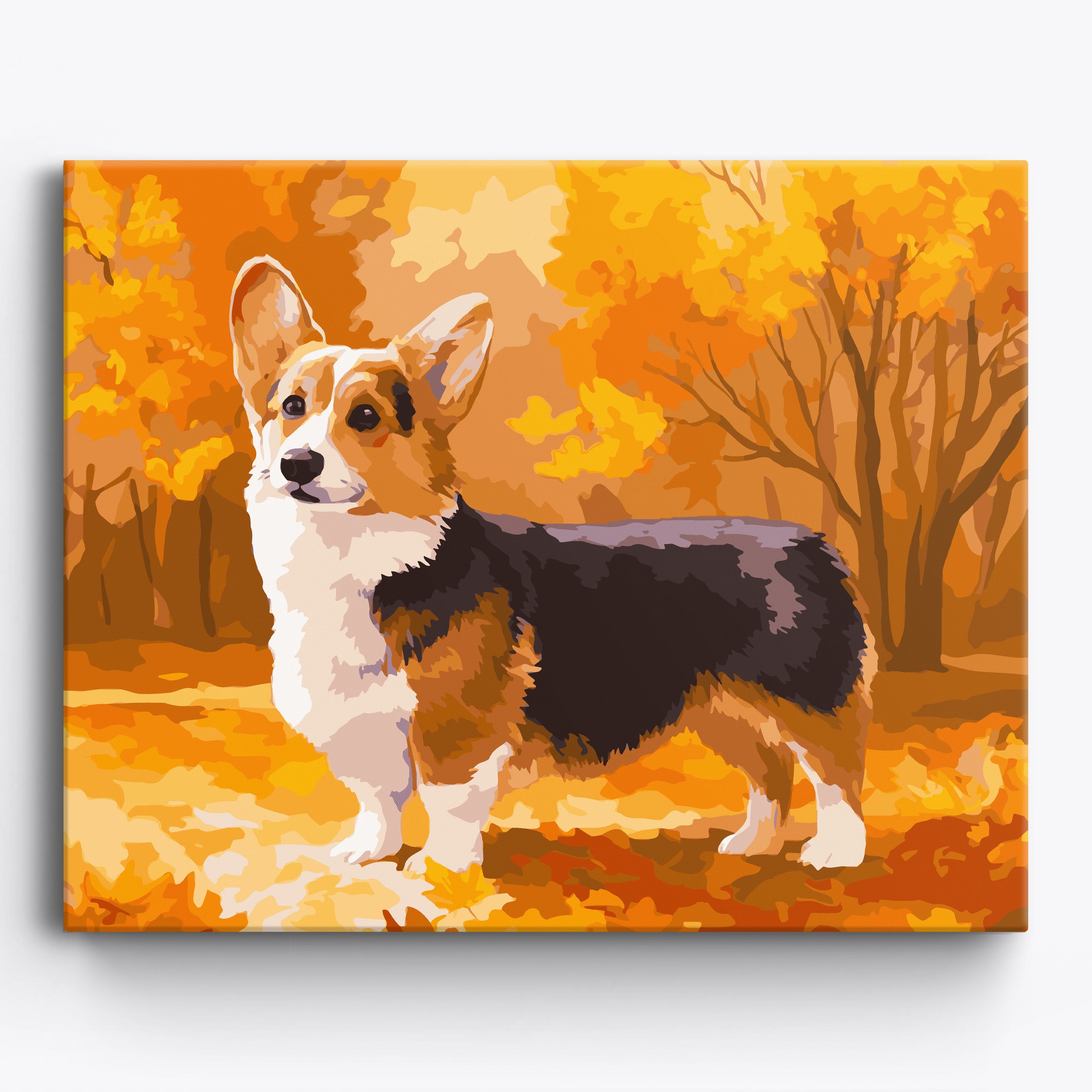 Autumn Corgi Framed / 50x40cm