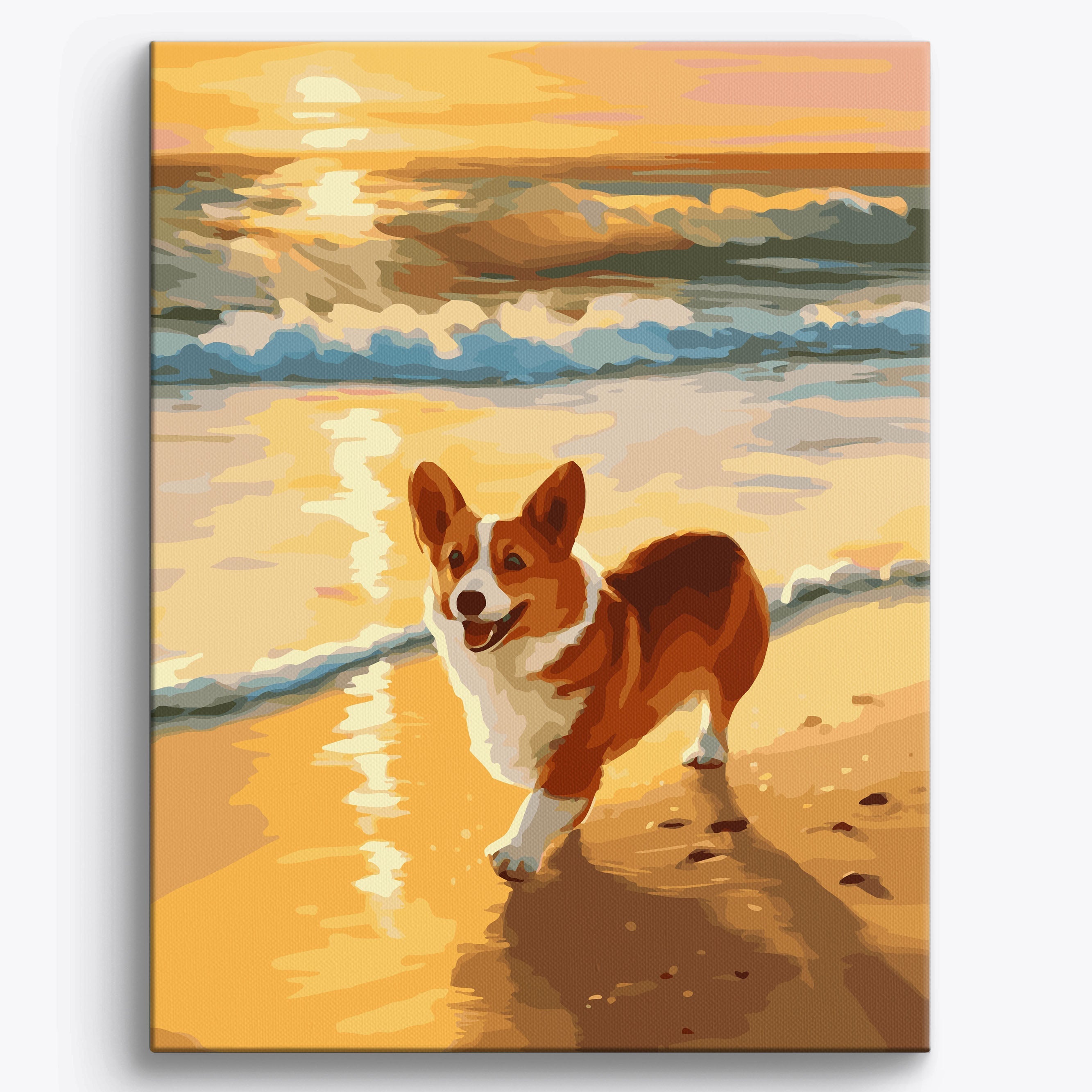 Corgi Coast Framed / 40x50cm