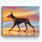 Sunset Doberman No Frame / 50x40cm