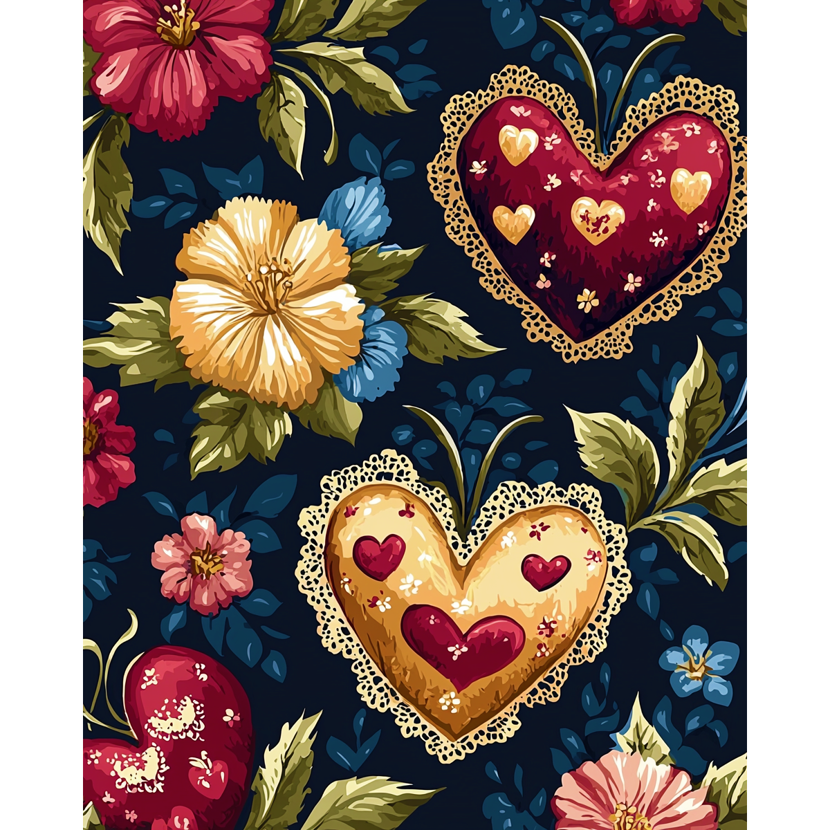 Dark Floral Hearts